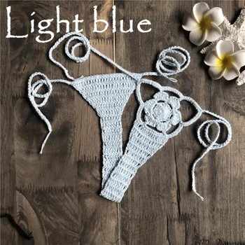 Light Blue Для женщин пикантные пляжные стиль шорты для выдалбливают кружево до ручной вязки B12ST997 - Цвет: Light Blue