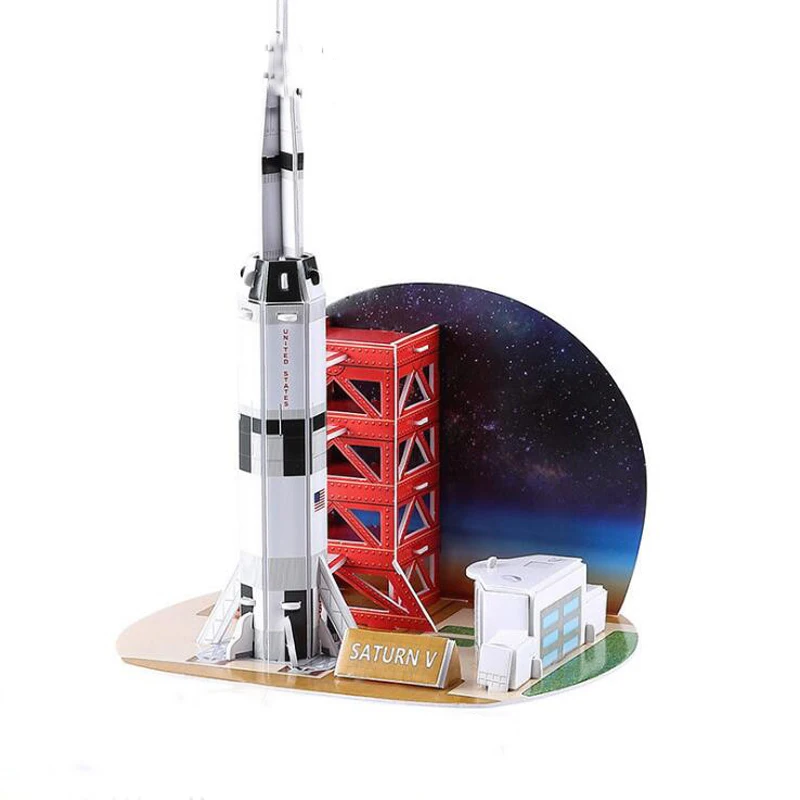MH001 Saturn V Мультяшная бумага 3D головоломка космический Глобус солнечная система головоломка игры игрушки для детей творческие DIY собранные головоломки - Цвет: MH001 Saturn V