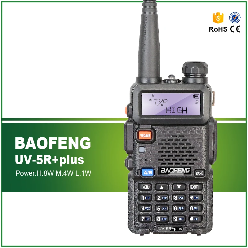 

New Arrival Tri Power 8W/4W/1W Dual Band 136-174/400-520MHZ CTCSS DCS BAOFENG UV-5R Plus Ham Amateur Radio Transceiver