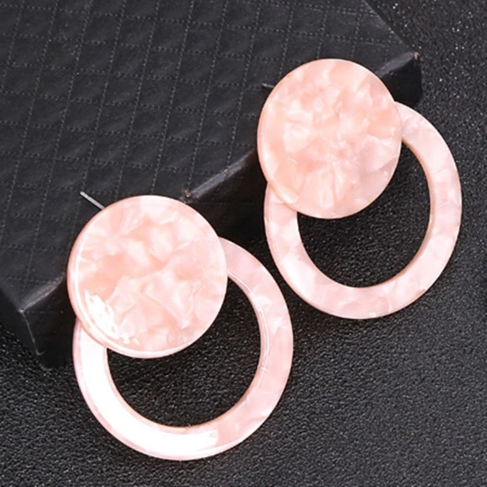 Винтажные Красочные Круглые двойные серьги из уксусной кислоты Модные Акриловые