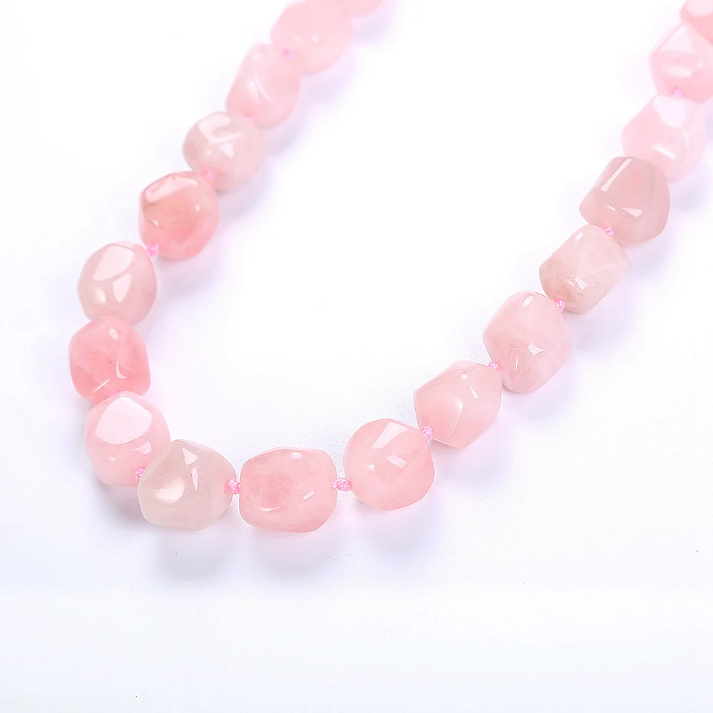 Natural Crystal Pendant Pink Stone Rose Quartz Necklace Women Miss Roller Cabochons Irregular Original Vintage Classic | Украшения и