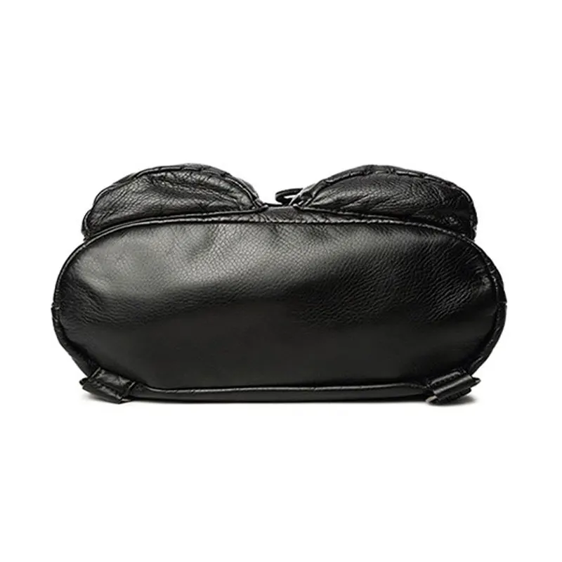 Новый PU Черный Рюкзак Мода Путешествия Обложка Softback Мешок Большой Емкости