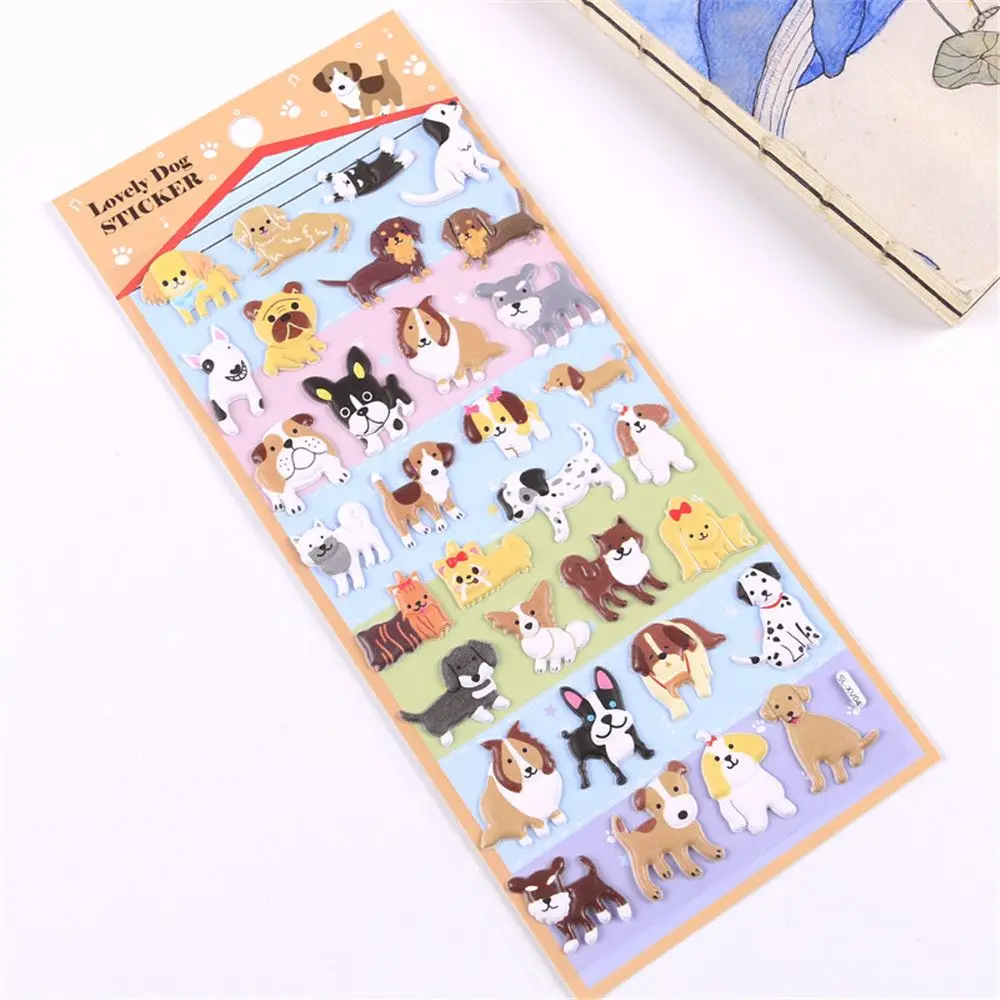 2 листа Kawaii мультфильм наклейки с изображениями собак канцелярские