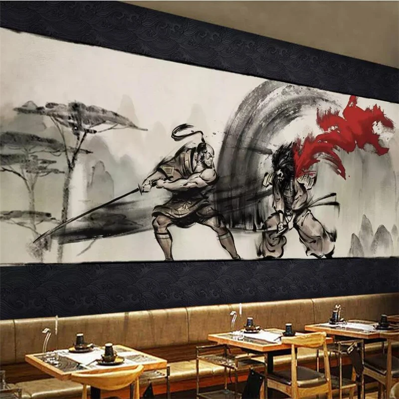 Новый китайский ukiyoe warrior duel landscape Ресторан оснастка Большое Настенное панно на