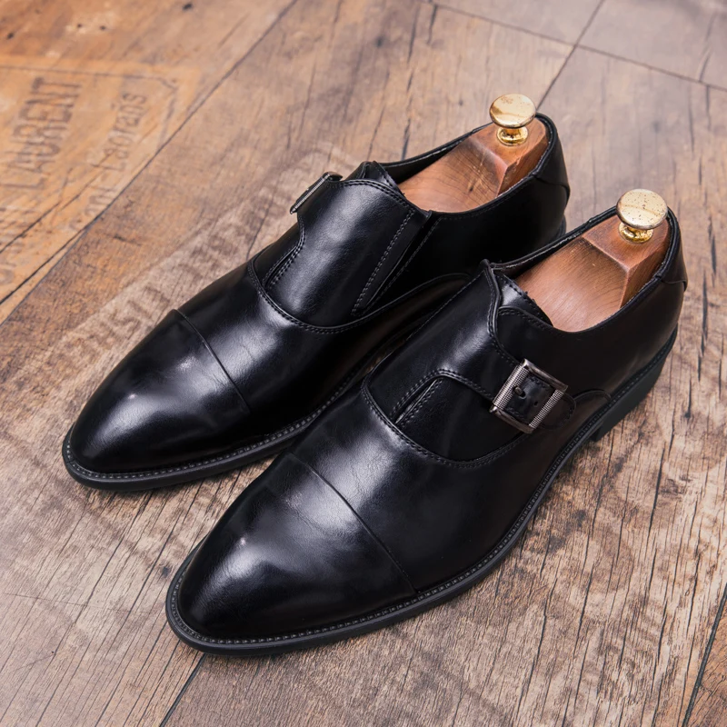 ECTIC/Классические офисные Мужские модельные туфли черные кожаные Формальные с
