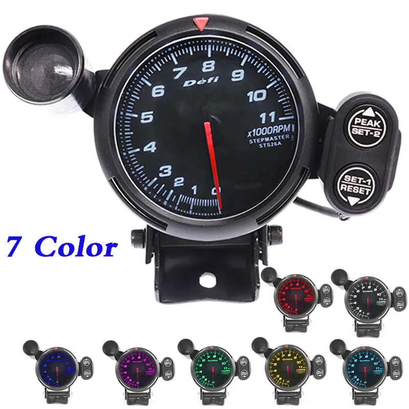 7-Color-Light 80 мм Автомобильный цифровой тахометр Df Rpm Gauge автомобильный шаговый двигатель BF такометр синий белый светодиодный светильник переключения Авто Датчик - Цвет: 7-Color-Light
