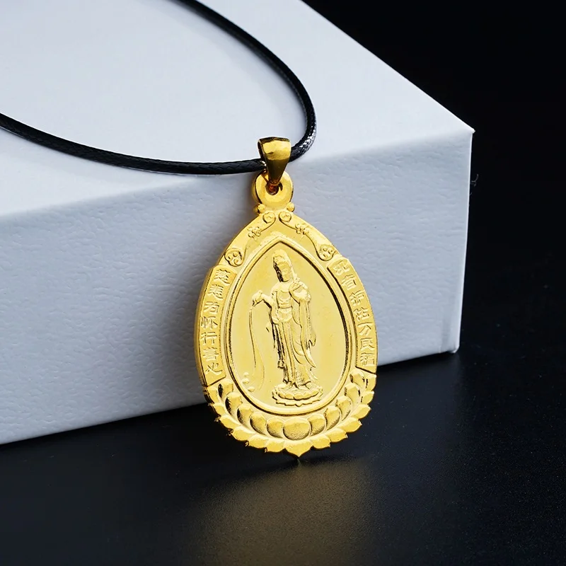 OMHXFC Wholesale European Fashion Woman Unisex Party Birthday Wedding Gift Water Drop GUANYIN 18KT Real Gold Charm Pendant PN85 | Украшения
