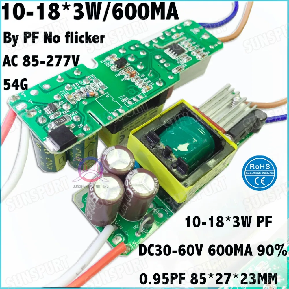 3 шт. PFC без мерцания 40 Вт фонарик светодиодный драйвер 10 18x3 600 мА фонарь