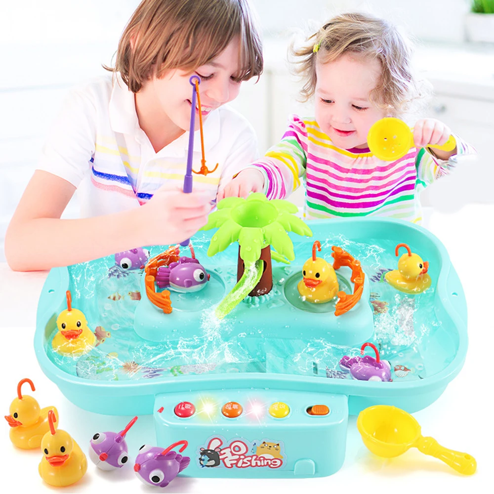 

Electric Fishing Toys with Sound and Light Water Cycle Fishing Game Set Simulation Fishing Rods Classic Toys for Children Gift