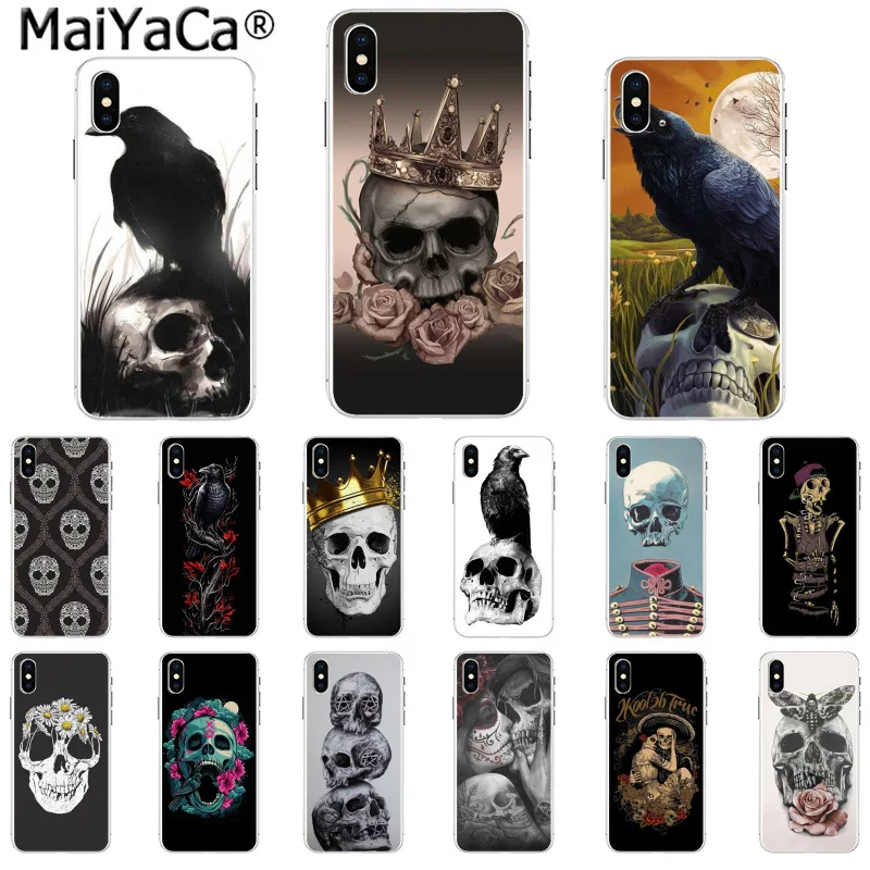 

MaiYaCa Flower Deer Skull Flora Raven Phone Cover for iphone SE 2020 11 pro 8 7 66S Plus 5S SE XR X XS MAX Coque Shell
