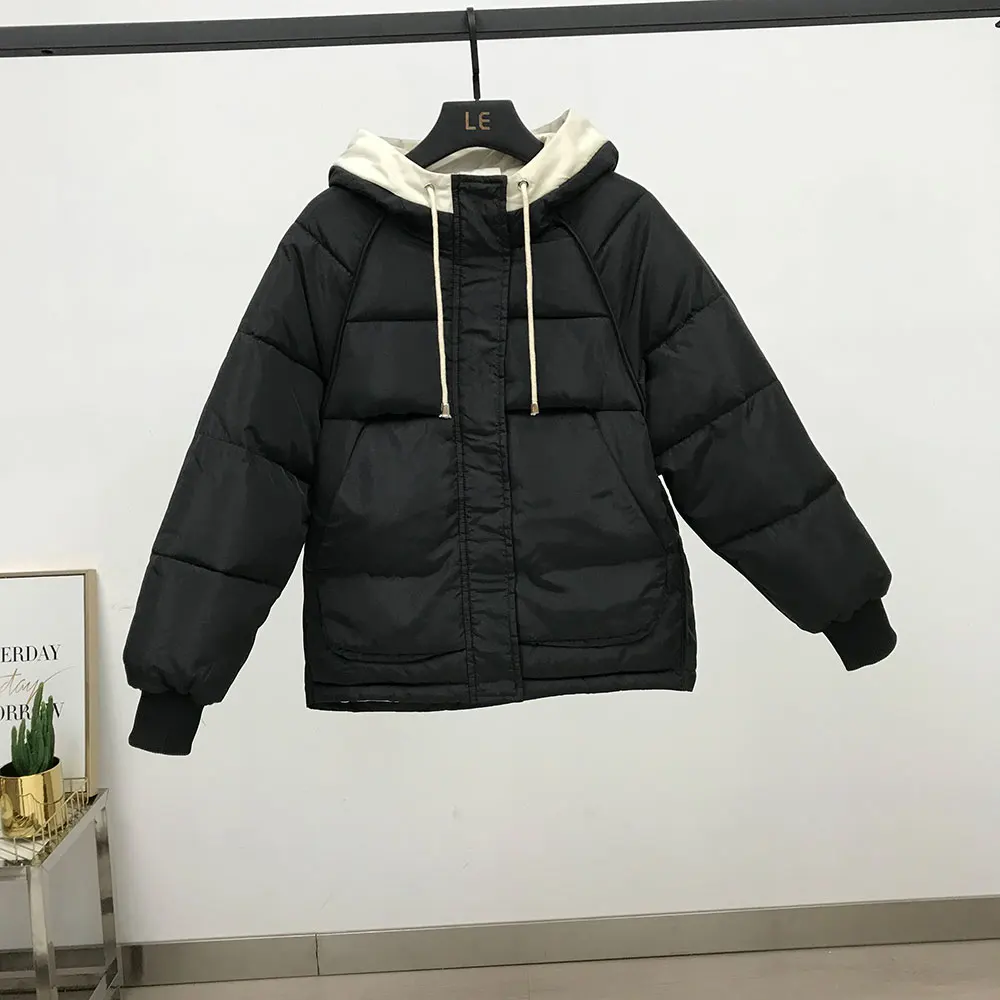 PinkyIsBlack с капюшоном Для женщин зимняя куртка с хлопковой подкладкой, из кусков, Для женщин пальто осень Casaco женское Inverno куртки-парки