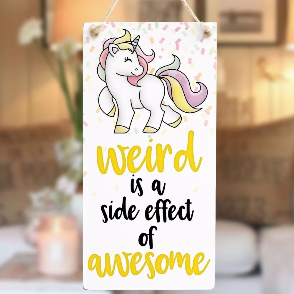 Meijiafei weird is a side effect of awesome - Fun Unicorn Plaque Friendship Sign 10&quotx5&quot | Дом и сад