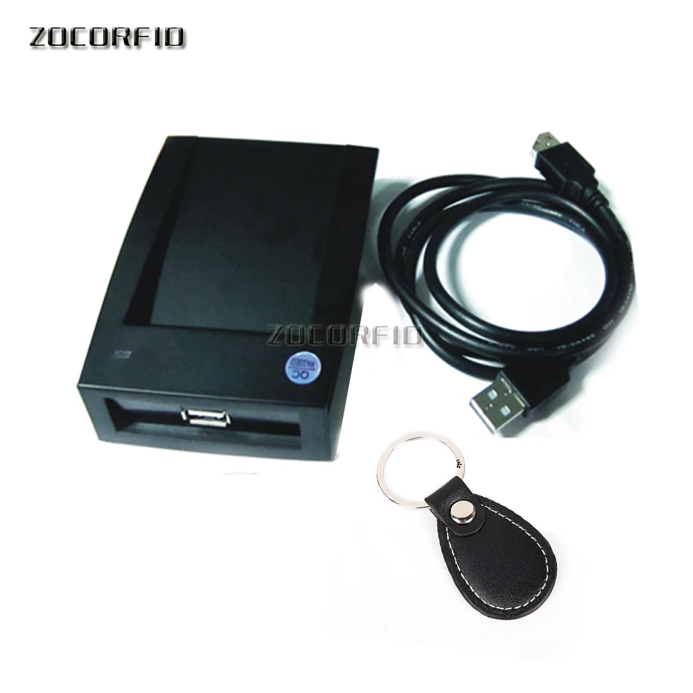 10 шт. кожаные RFID-Брелоки 125 кГц и один USB-считыватель RFID кГц/кожаный стиль |