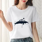 Женская футболка с принтом дельфина, белая футболка с круглым вырезом и коротким рукавом, одежда для лета, 2019
