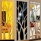 Современная зеркальная стильная Съемная наклейка с изображением дерева Настенная Наклейка s домашний декор для комнаты домашнее зеркало стикеры на обои-дерево наклейка