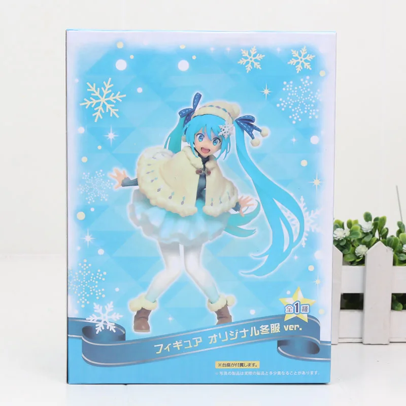winter miku in box 18 см аниме розовый Хацунэ Мику Сакура Фигурки игрушки Мику спелгоед девушки ПВХ фигурка модель игрушки - Цвет: winter miku in box