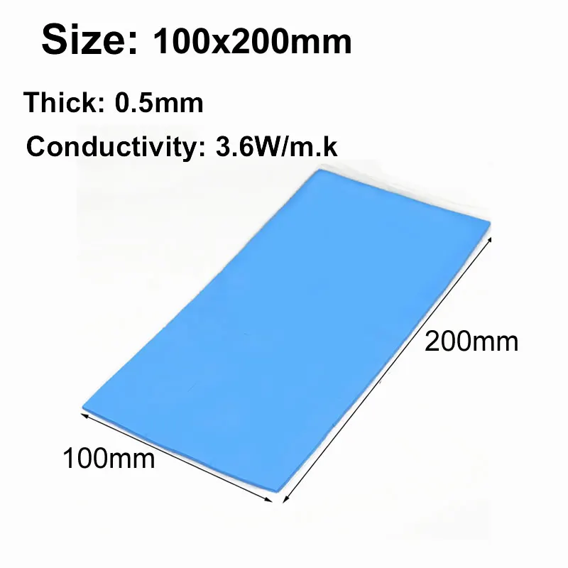 

100mm*200mm 3.6W/m.k High quality Silicone Thermal Pad heatsink Cooling pads for CPU GPU VGA Chip CPU cooling pad