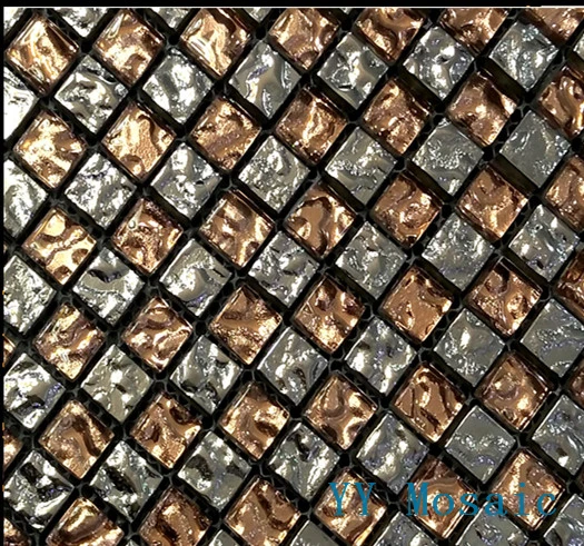 Европейская мозаичная настенная плитка из серебристого и золотистого стекла