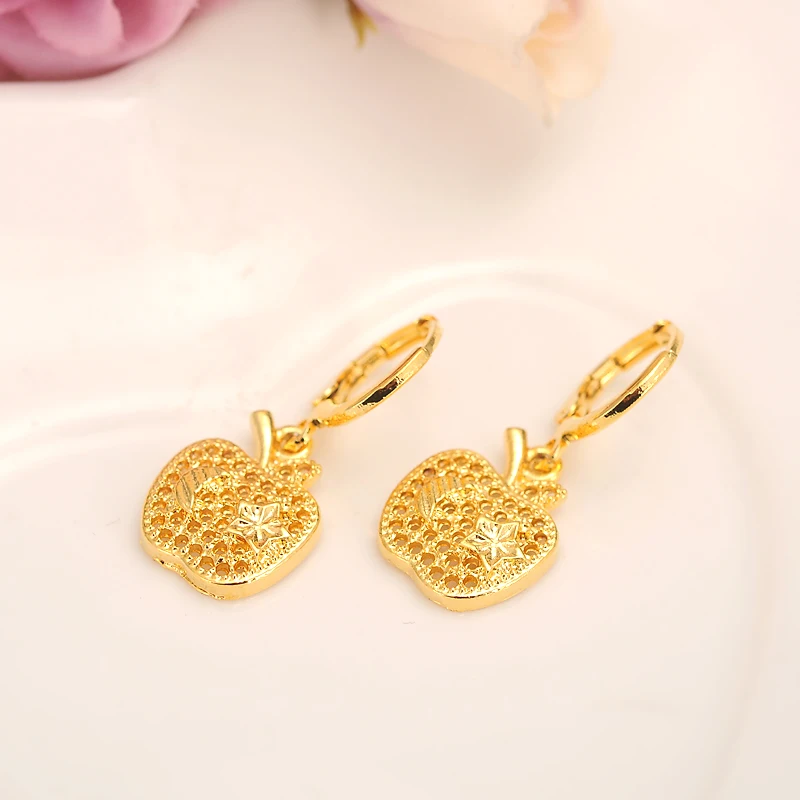 Серьги apple star для женщин/девушек 24 k желтое золото заполненные серьги ювелирные