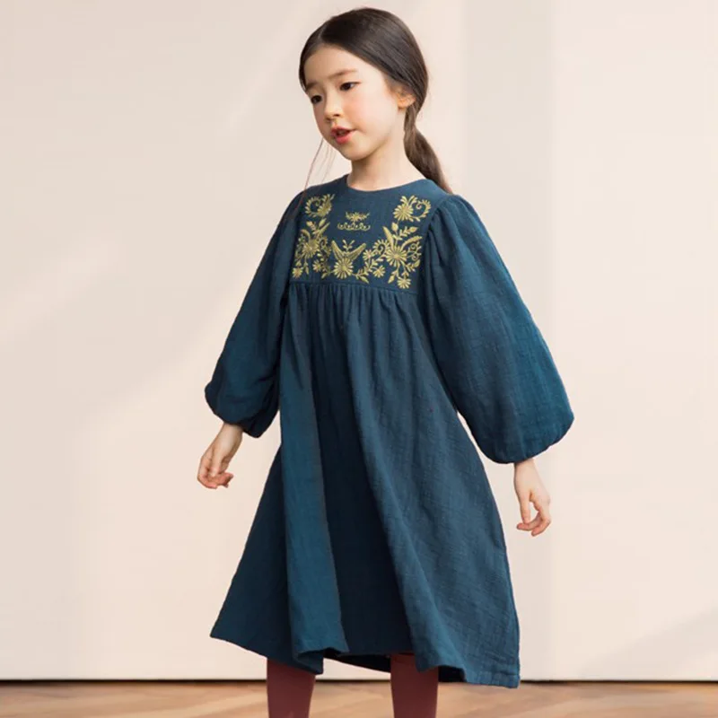 Платье для маленьких девочек-подростков с длинным рукавом Vestidos 2018 Брендовое