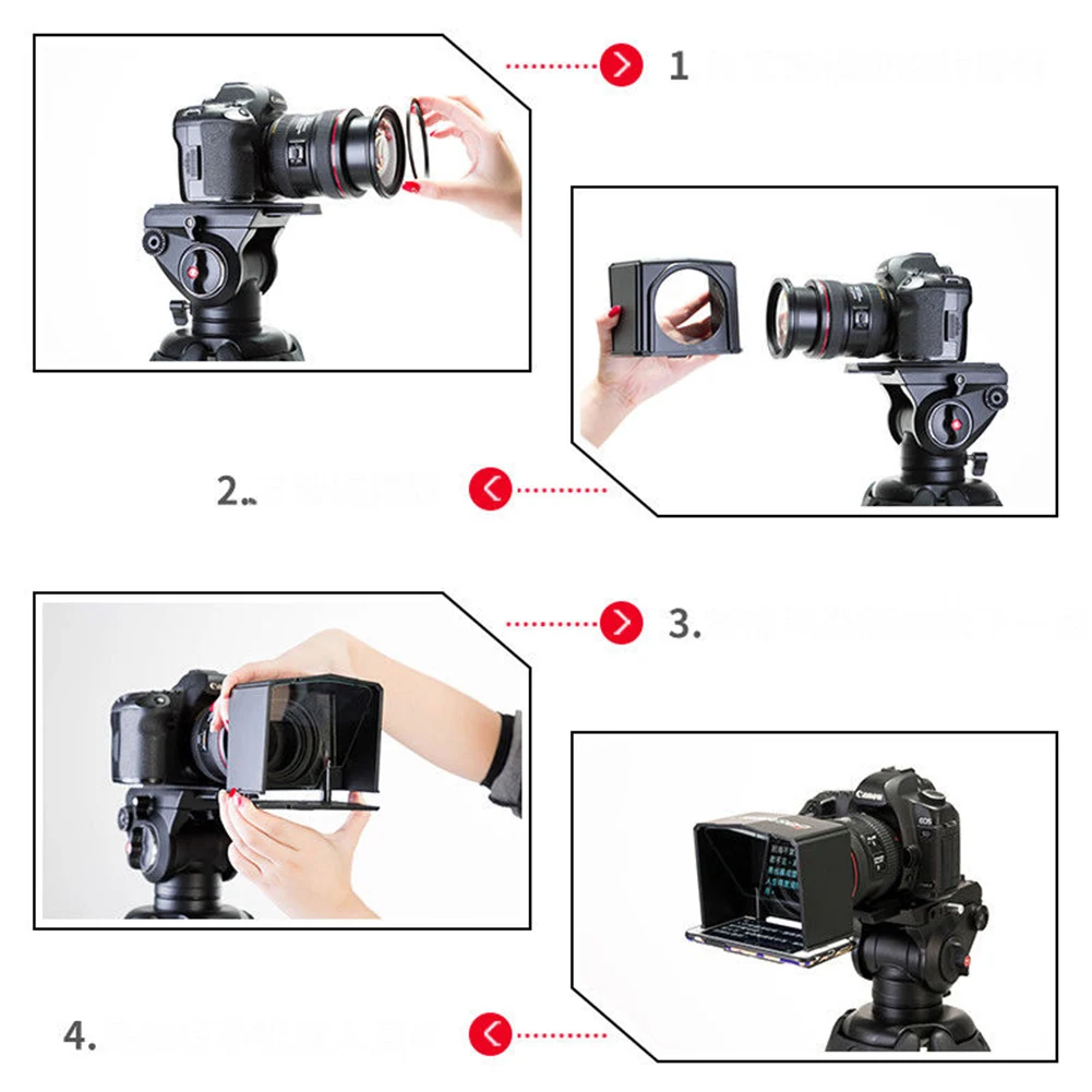 T1 Practical Phone Use Easy Operate Professional Teleprompter Set DSLR Camera Interview Forum Portable With Adapter Ring Mini |