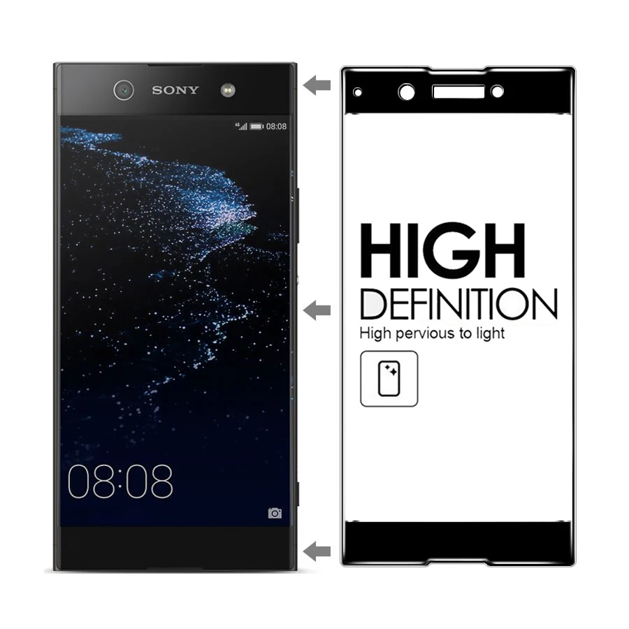 Защитное стекло для Sony XA1 plus Ultra XA2 XA3 XZ4 твердость 9H черная рамка|Защитные стёкла и