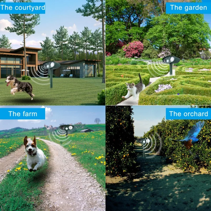 

1pcs New Solar Energy Ultrasonic Pest Repeller Fox Deterrent Chaser Repellent Eco-friendly Garden Pest Animal Dog Cat Repeller