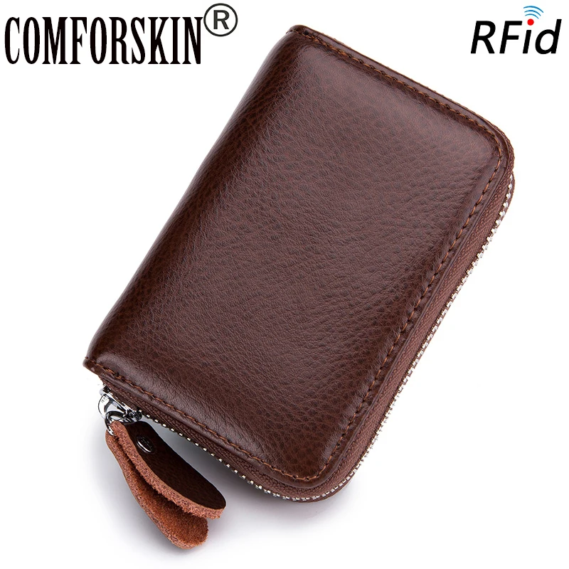 

COMFORSKIN New Arrivals RFID Protection Unisex Business Card Wallet Multi-Card Bit Coin Pockets Large Capacity Card Holder Sales