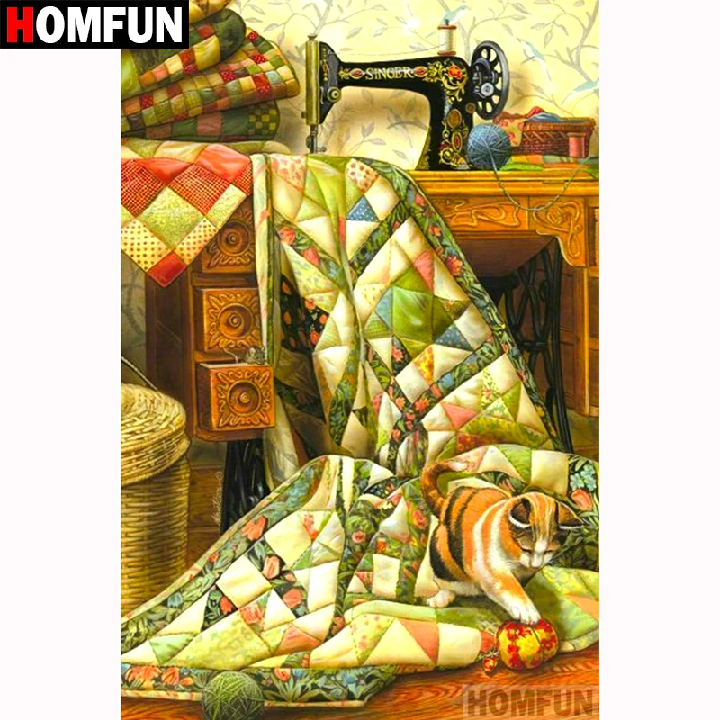 Buy HOMFUN Full Square/Round Drill 5D DIY Diamond Painting &quotSewing machine" 3D Embroidery Cross Stitch Home Decor A18753 on