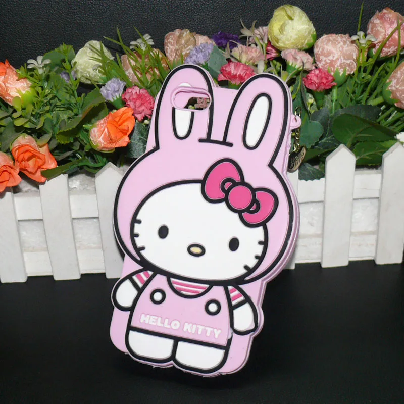 cute 3D cartoon cat case for iphone 6 5 4 with rabbit cap lovery silicone back cover monster cases | Мобильные телефоны и