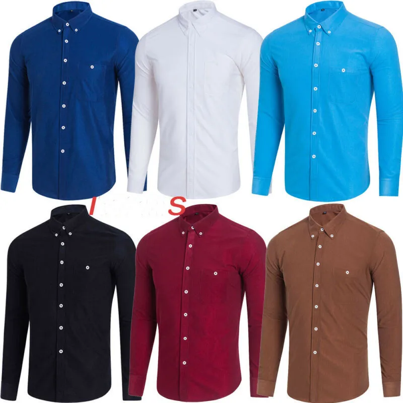 

Men's Stylish Casual Blouse Office Work Tops Shirt Spring Autumn Solid Color Button Lapel Slim Fit Shirt Long Sleeve Formal Tops