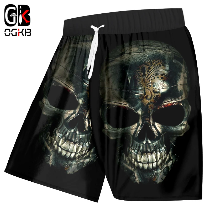 OGKB унисекс Beachshorts черный принт череп 3D доска Bebermuda шорты для женщин/мужчин с