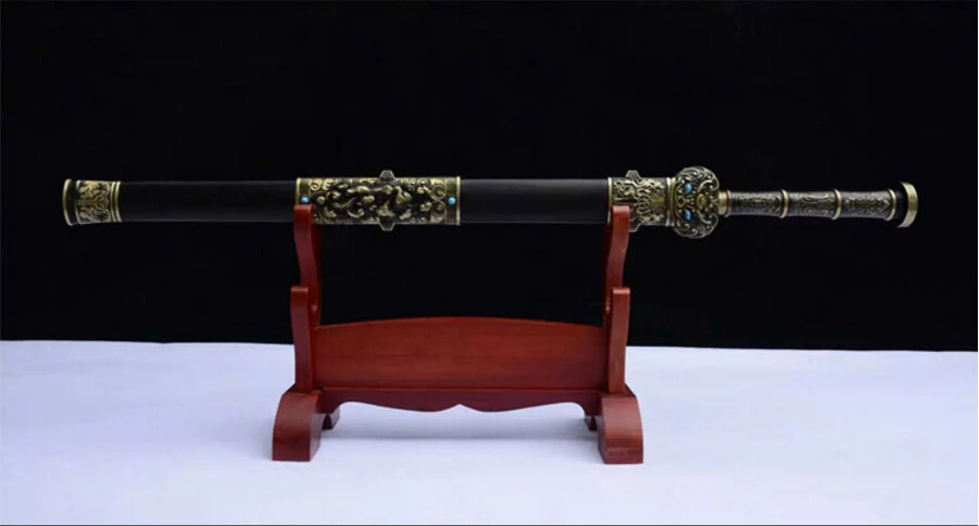 Красивый HanJian меч катана заточенное лезвие из дамасской стали черное покрытие