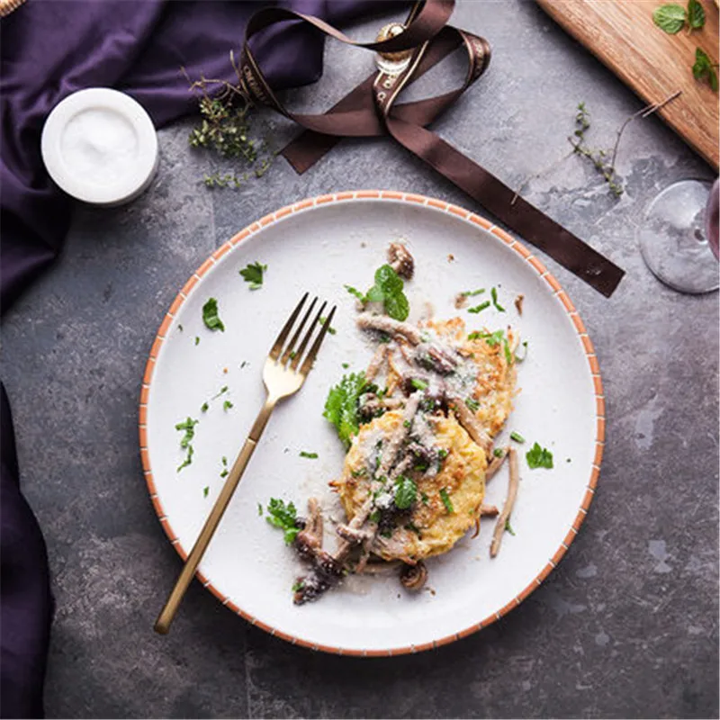 Обеденные тарелки в стиле Ins с золотой инкрустацией Высококачественная посуда