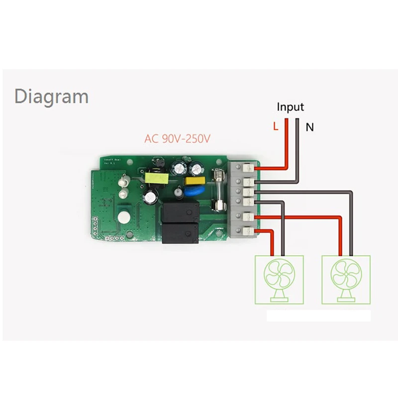 SONOFF двухканальный DIY WIFI беспроводной переключатель розетка модуль умный дом AC 90