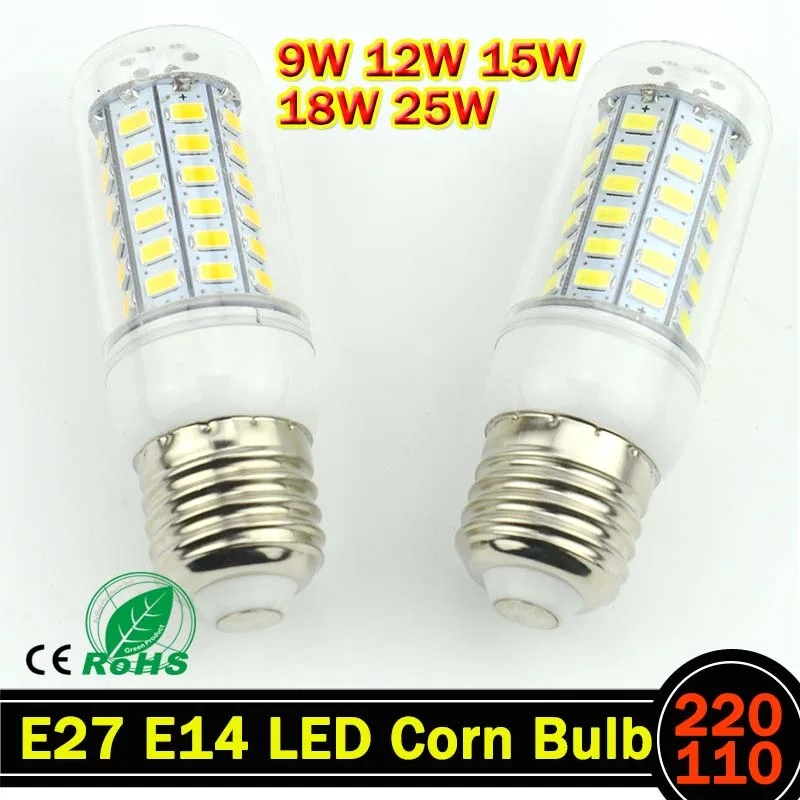 Светодиодный светильник E27 E14 220 В переменного тока SMD 5730 светодиодный кукуруза