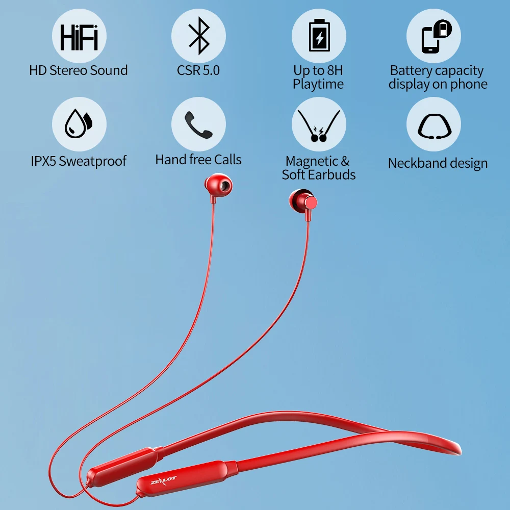 Фанатик H15 спортивные Bluetooth наушники с шейным ободом беспроводной стерео IPX5 bluetooth