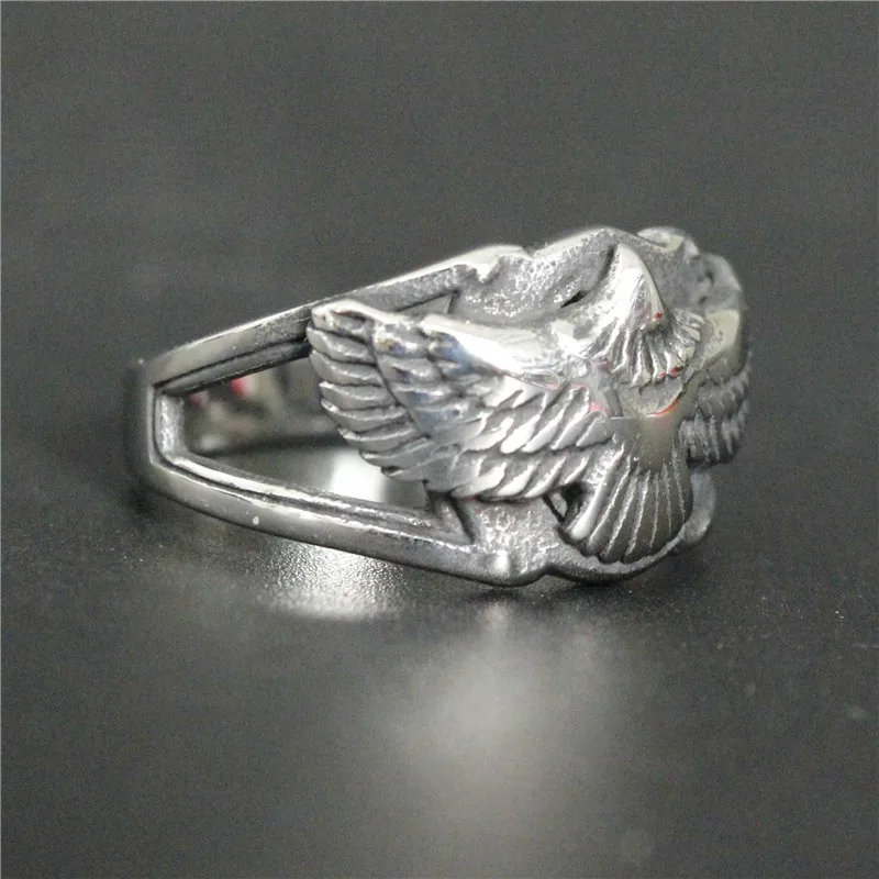 Поддержка Прямая поставка Летающий орел Байкер кольцо 316L Нержавеющая сталь