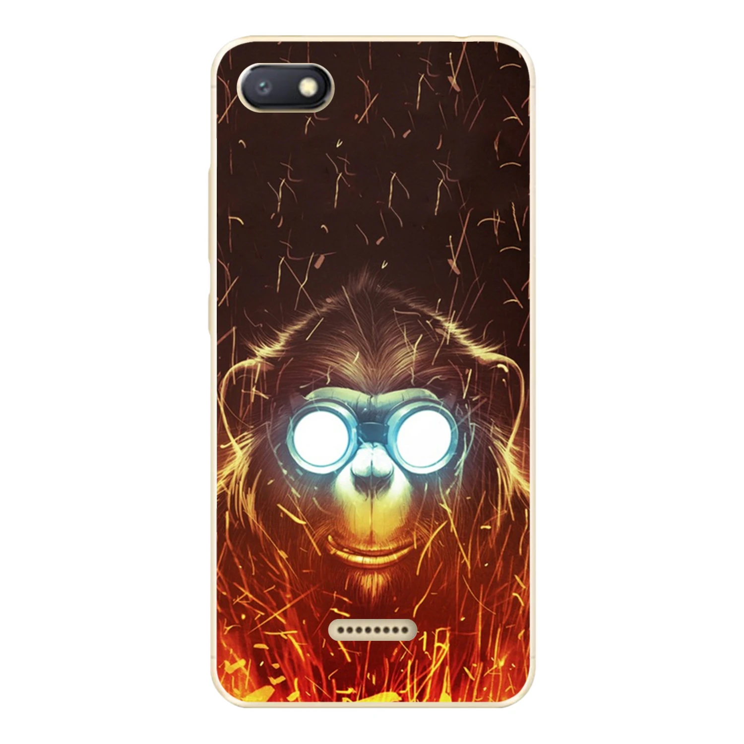 For Xiaomi Redmi 6A Case Cover 5.45&quot Soft TPU Silicone Popular Cool Mask Smoking Glasses Monkey Orangutan Painted Phone |