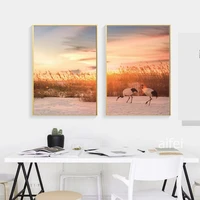 nordic decoration home wall art canvas painting beauiful sunset beach bird landscape posters and prints for living room no frame