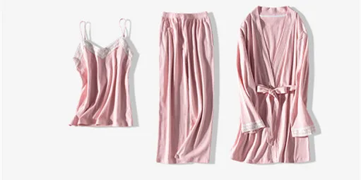 JRMISSLI, кружевные женские пижамы, 7 штук, хлопковые Пижамные комплекты, пижамы, шелковые, домашняя одежда, одноцветные, для сна, для отдыха, сексуальные, розовые пижамы, ночное белье