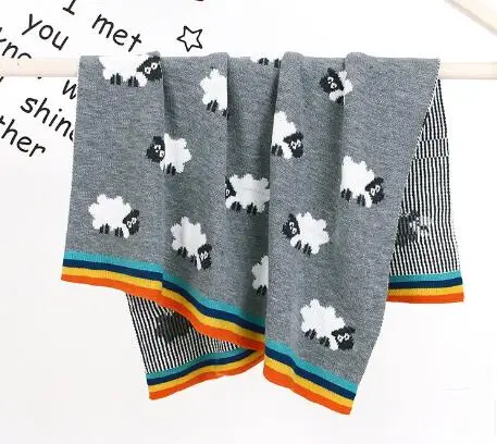 82W389 Gray Одеяльца для новорожденных осеннее дышащее хлопковое муслиновое вязанная крючком Детская Одеяло обертывание постельные принадлежности диван коляска одеяло - Цвет: 82W389 Gray