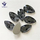 YANRUO 3230, все размеры, черные бриллианты разразы для шитья, хрустальные каплевидные, с плоским основанием, пришивные стразы, камни для одежды