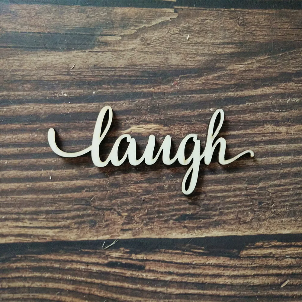 10 шт. Лазерная вырезка деревянный сценарий смех вывеска деревянная стена