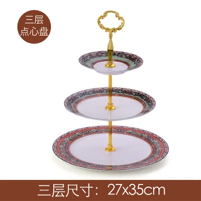 B 3-layer 2 слоя фрукты лоток или 3-слой торт стенд многослойная торт plats костяного фарфора десертных тарелок конфеты лотки свадебный торт украшения - Цвет: B 3-layer
