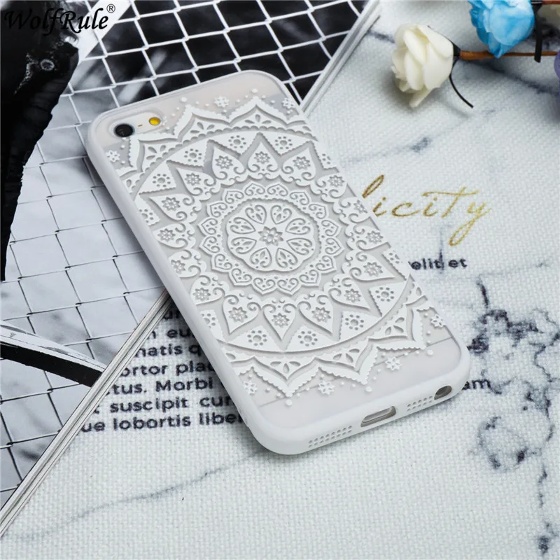 Embossed Lace Case For Iphone 5S Cover Hard PC Clear Relief Retro Flower Fundas Apple iphone 5 5s Capa |