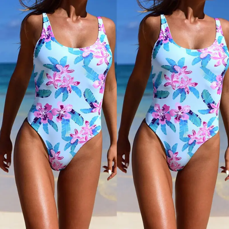 2017 сексуальный женский слитный купальник с цветочным принтом и открытой спиной