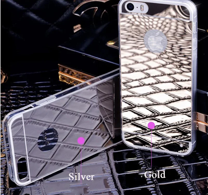 Изысканный чехол с зеркальным покрытием для iPhone 5 5S SE 6 6S 7 Plus X 8 Ultra Slim гибкий мягкий чехол из TPU 4 цвета