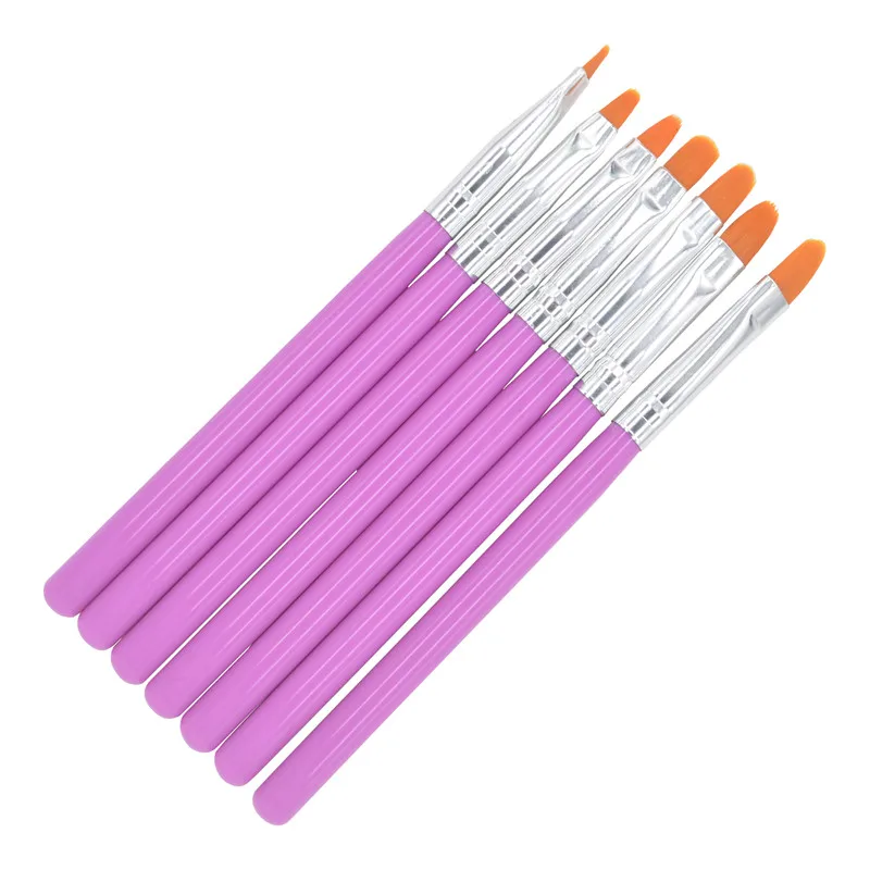 7 Pcs/Pack Nail Brushes Acrylic UV Gel Nail Art Tips Painting Brush Pen Builder Handle Tool 20