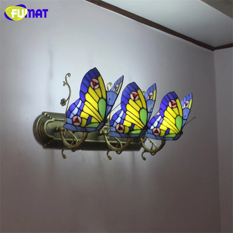 Настенный светильник FUMAT в виде бабочки лампа из витражного стекла ручной работы